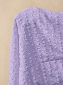 Boho Mama Vestido de embarazada de unicolor con parches, volantes y ajustado elegante de largo midi, vestido apropiado para baby shower en verano - Lila Púrpura - Ver 5