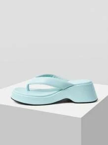 MOTF PREMIUM TOE POST PLATFORM THICK SOLE SANDALS - Baby Blue - View 3