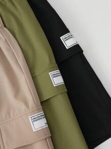3 Pcs Teen Boy's Loose Casual Woven Net Color Casual Simple Basic Versatile Solid Color Sports Workwear Shorts Multi-Color Multi Piece Set, Buy One And Get Two Free, Get Three Suitable For Spring And Summer Seasons, School, Campus, College