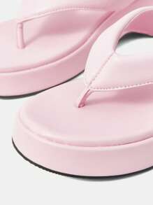 MOTF PREMIUM WOMEN'S WEDGE PLATFORM THONG SANDALS - Pink - View 6