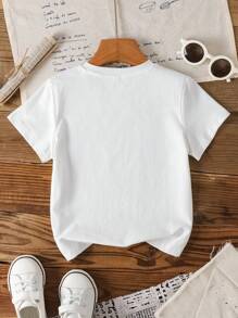 HARRY POTTER X SHEIN Young Boys College, Magic Cute Cartoon Characters And Monogram Short Sleeve T-Shirt, Summer - White - View 2