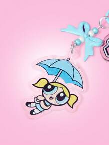 THE POWERPUFF GIRLS X SHEIN 可爱卡通气泡图案亚克力钥匙扣 - 淺藍色 - 查看 2