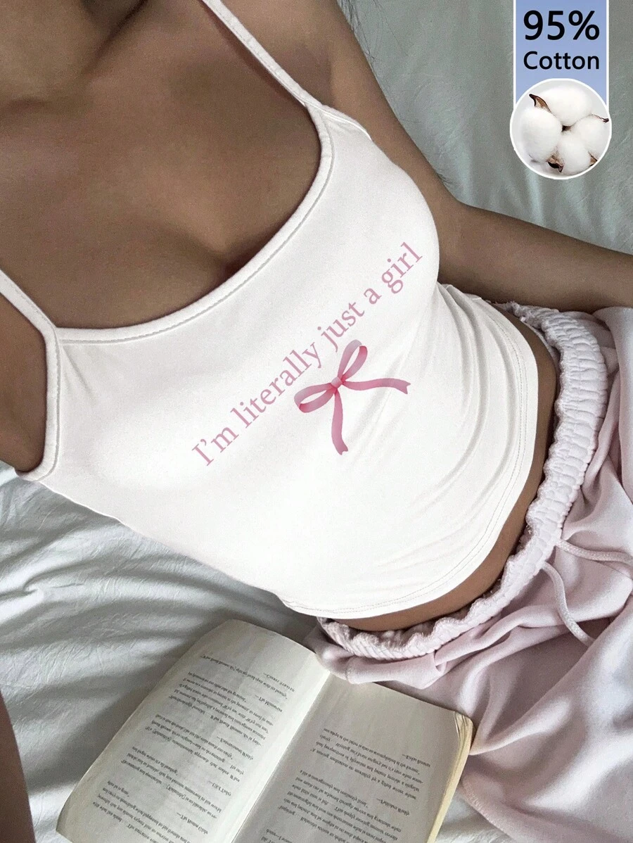 CovetEZ Camiseta de tirantes suave y cómoda de 95% algodón "Soy literalmente solo una chica", adecuada para primavera y verano - Blanco - Ver 1