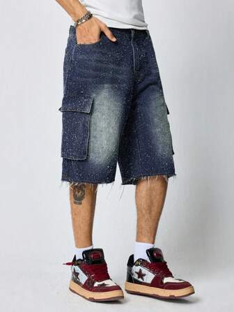 Casual Shorts di jeans larghi e vissuti da uomo