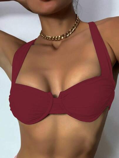 SHEIN Swim Women Beach Summer Underwired Bikini Top