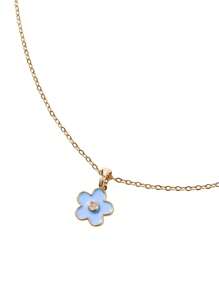 SHEIN Colliers en acier plaqué or pour adolescents avec pendentif fleur violette - Taille Unique - Voir 3
