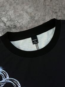 Manfinity EMRG Herren Rundhals Kurzarm bedrucktes minimalistisches T-Shirt, lässige Alltagskleidung - Schwarz - Übersicht 4
