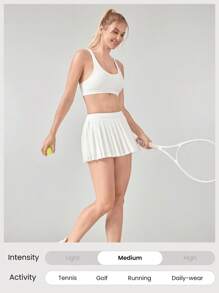 GLOWMODE FeatherFit™-Air Sweat-Wicking Quick-Dry Tummy Control Ultra High-Rise Waist V Hip Line Skirt With Built-In Shorts Side Pockets Non-Slip Grips Low Impact Tennis Golf Pickleball Daily Wear