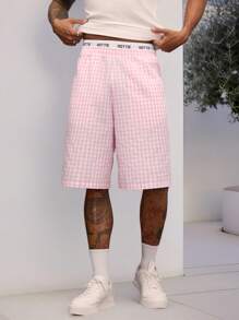 Manfinity Unisex Pantaloni scurți unisex casual, țesătură simplă, jacquard, cu talie elastică, cu talie medie, potriviti pentru purtarea de zi cu zi