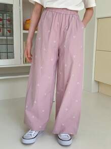 Dazy Kids Tween Girl' Allover Print Elastic Waist Wide-Leg Pants, Spring & Summer - Pink - View 5