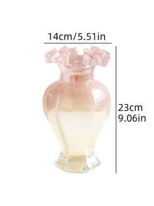 Cirelle 1pc Pink Gradient Glass Elegant Design Vase Decorative Accessory, Artistic Vase For Floral Arrangements, Home Decor, Bedroom, Wedding, Living Room, Flower Vase