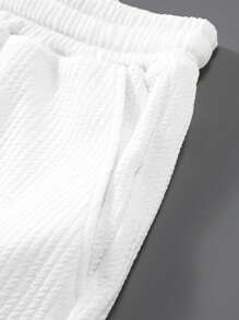 Manfinity Hypemode Men's Casual Solid Color Tank Top And Shorts Set Set Men Two Pieces White Men Outfit - Apricot - View 4