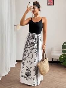 Flirla Đầm dài màu đen thanh lịch gợi cảm cho nữ cỡ lớn, Xuân/Hè - Nhiều màu - Xem 4