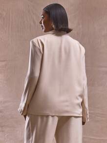 MUSERA Blazer de lino con diseño de mármol y botones, manga larga, talla grande, solo para primavera y verano. Elegante y apropiado para vacaciones, bodas, negocios casuales, graduación, eventos formales, brunch, Ibiza, días festivos.
