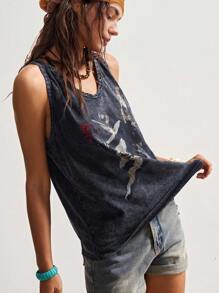 Bohemela Women's Summer Western Style Casual Solid Color Knit Sleeveless Fitted Washed Camisole - Black - View 6