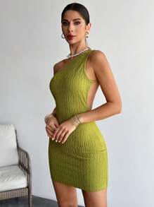 Firerie Elegantes, romantisches Valentinstag sexy schulterfreies rückenfreies texturiertes einfarbiges grünes Minikleid, geeignet für Frühling/Sommer, St. Patrick's Day, Urlaub, chic & verführerisch