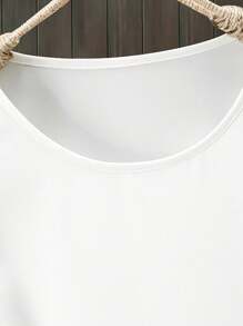 Lacomfia Minimalist Fashion Lace Patchwork Plus Size Shirt - White - View 3