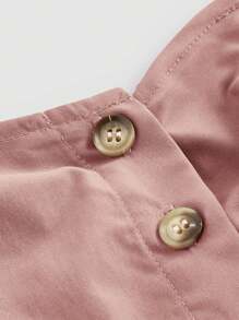 SHEIN MOD Vestido-mono casual con un solo botón, de unicolor y bolsillo grande para mujer de talla grande - Rosa vieja - Ver 4