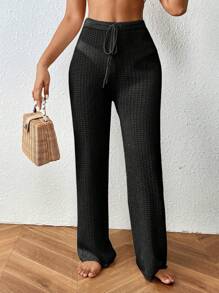 Swim Vcay Pantaloni da donna a tinta unita con coulisse e nodo davanti