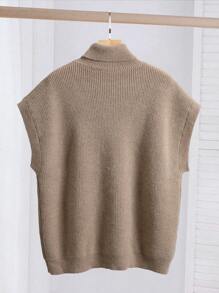 Manfinity Hypemode Chaleco de punto de cuello alto casual de unicolor para hombre, otoño/invierno