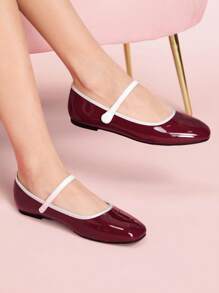 CUCCOO DOLLMOD Vintage Mary Jane Shoes, Women's Flat Casual Shoes For All Seasons, Autumn/Winter - Burgundy - View 1