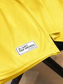 SHEIN 2pcs/Set Teen Boys' Casual Loose Comfortable Graphic Decorated Short Sleeve Top And Shorts Set, Suitable For Spring/Summer - Yellow - View 4