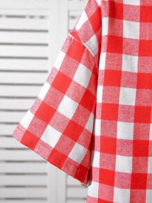 Manfinity VCAY Unisex Casual Loose Woven Plaid Short Sleeve Shirt, Suitable For Everyday Wear