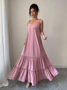 Chiquease Vestido midi con correa y decoración de flores 3D estilo floral, nuevo estilo de moda de verano, estilo europeo y americano