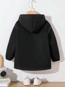 1 件装年轻男孩休闲学院风针织毛衣，带条纹细节，高领，宽松版型 - 适合返校、日常穿着、秋冬装 - 卡其色 - 查看 2