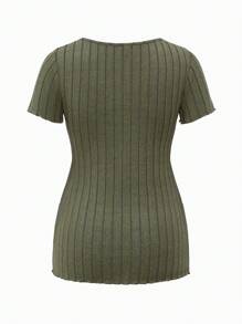 SHEIN Maternity Solid Color Short Sleeve T-Shirt, Casual And Fashionable For Daily Wear Spring Women's Clothing - Multicolor - View 5