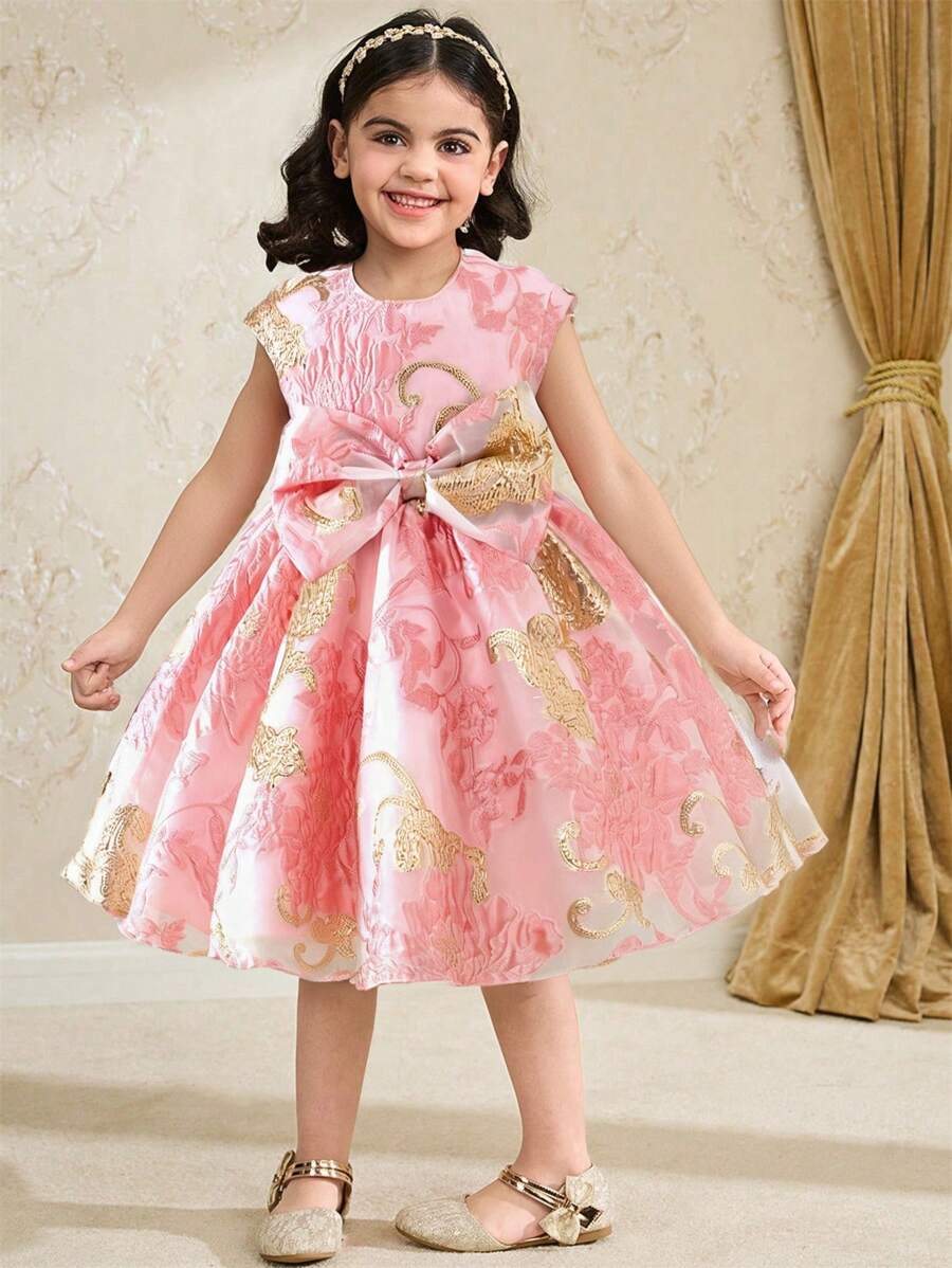 Kleine Mädchen Hochzeit Party Abendkleid, formeller Prinzessin Stil Geburtstag Abend Zeremonie Klavierrezital Hochwertig Kleine Mädchen Kleid - Pink - Übersicht 1