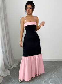 Elenzga Women Casual Simple Spaghetti Strap Dress, Suitable For Summer - Multicolor - View 3