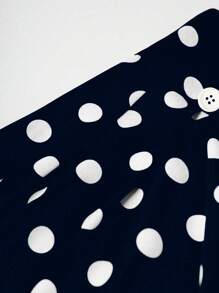 Franclia 女士圆点印花腰部纽扣设计优雅裙子