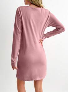 RueChic Women Cottnline & Lettered Night Dress - Baby Pink - View 2