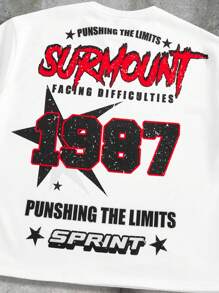 Manfinity VCAY Men Digital Print Loose Knit Short Sleeve T-Shirt Set - White - View 5