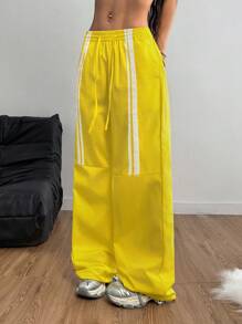 Coolane Pantalones de tiro bajo de tejido para deportes Streetwear y ropa deportiva de mujer con cinta de bloque central