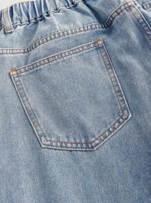 SHEIN MOD MOD Plus Size Low Waist Wide Leg Long Blue Jeans