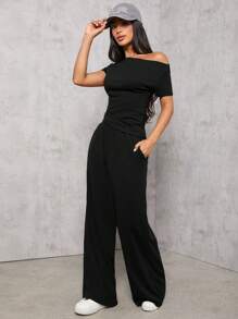 SHEIN PETITE Bộ đồ vest nữ ôm vừa vặn dệt kim màu xám đậm - màu đen - Xem 2