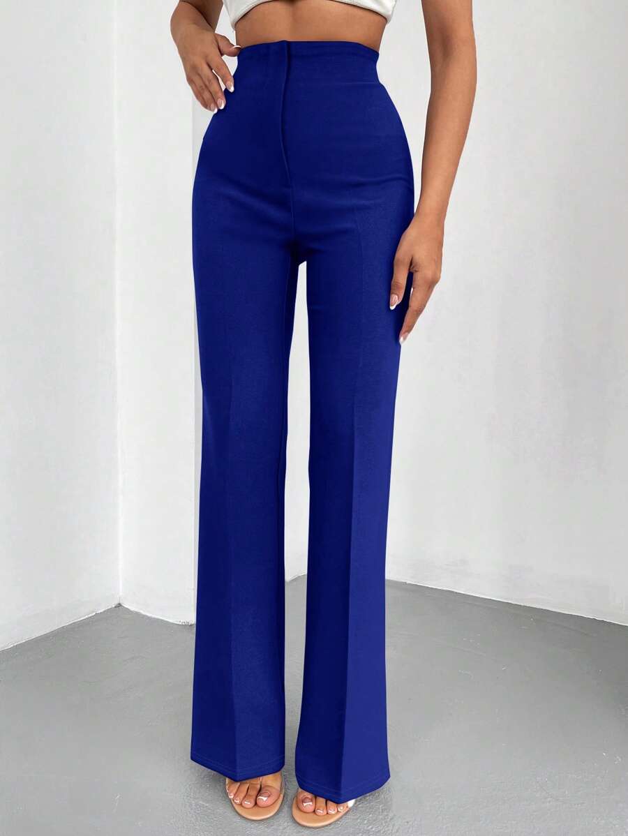 RueChic Pantalon Droit Taille Haute Pour Femmes