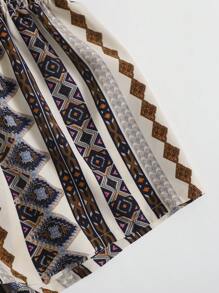 SHEIN VCAY 打褶幾何圖案短褲