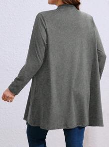 Plus Size Women Asymmetrical Hem Loose Casual/Work Jacket Fall Winter Cloth For Women Autumn - Dark Grey - View 2