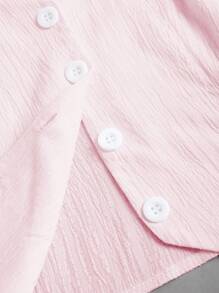 SHEIN Unity 纹理绉布无领无袖前开式女式衬衫