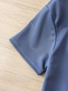 Tween Boy Buy 4 Get 2 Free, 6pcs/Set Casual Solid Color Graphic T-Shirts & Contrast Letter Elastic Waist Shorts, Suitable For Outdoor, School, Street, Party And Home Casual Wear In Autumn And Spring, Great Value