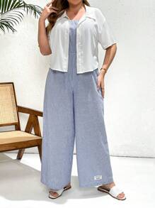 SHEIN Essnce Plus-Size Women's Casual Suit, Women's Summer Two-Piece Suit, Vacation Suit, Family Clothes, Mom And Me Clothes,Summer Outfits For Women Vacation Outfits Woman Summer Outfits,Vacation Two Piece Set Country Concert Outfit,Tropical Vacation Woman Clothes