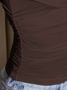 AiiRZ Top con estilo de corsé con fruncido asimétrico, sin tirantes, para fiesta de noche, salida nocturna, moda Y2K, ajustado sin hombros