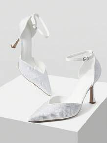 MOTF PREMIUM RHINESTONE POINT TOE ANKLE STRAP PUMPS - Chantilly - View 2