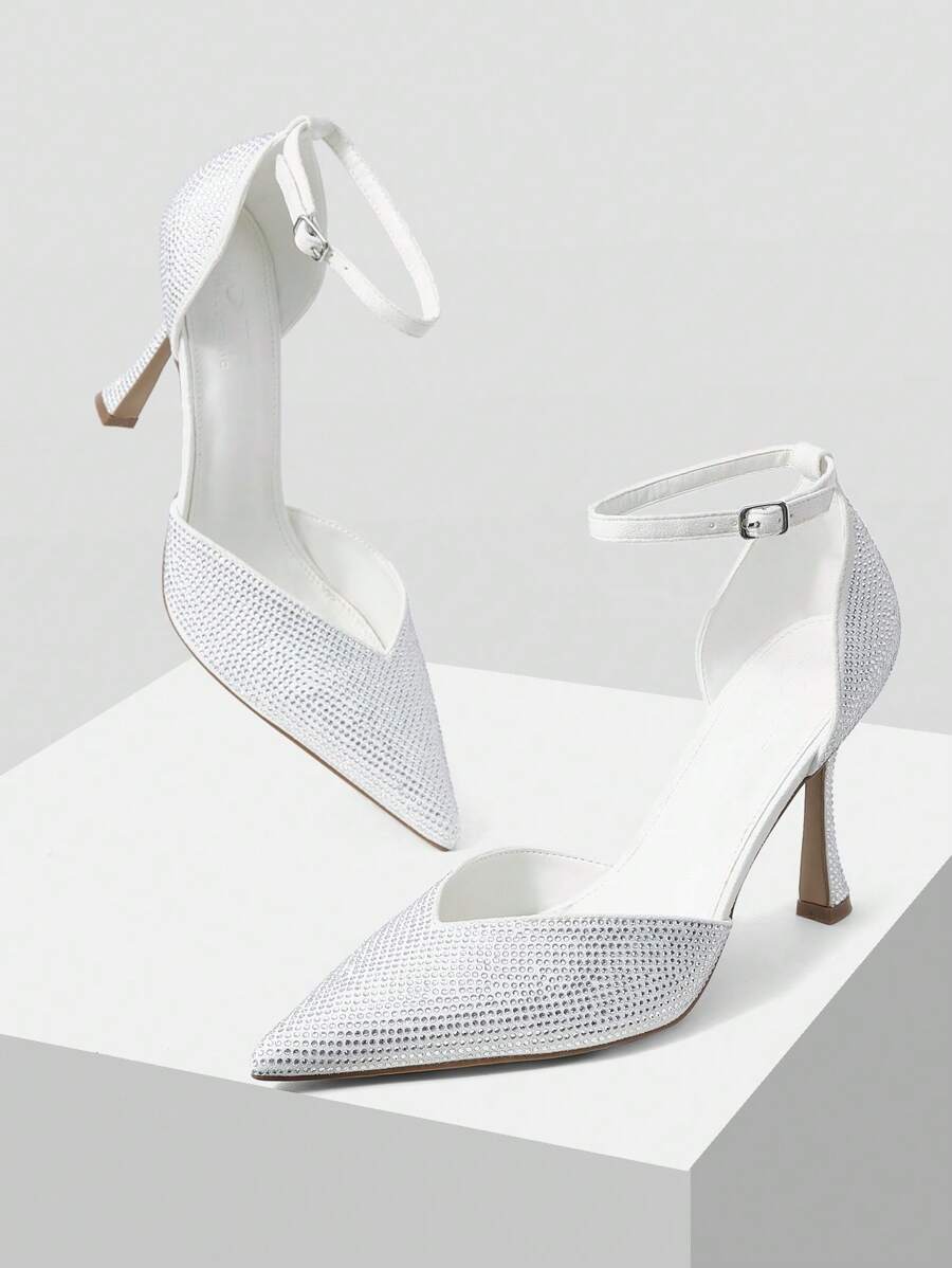 MOTF PREMIUM RHINESTONE POINT TOE ANKLE STRAP PUMPS - Chantilly - View 2