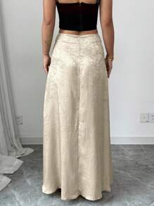 Rafferiza Eenvoudige High-Waist Slimming Foil Print Fishtail Maxi Rok Voor Vrouwen