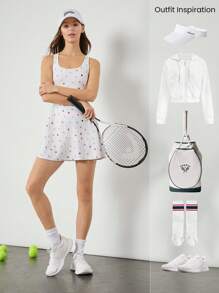 GLOWMODE FeatherFit™-Air Minikleid mit eingebauter Shorts, Quadrathalsausschnitt, rutschfest, Kreuzträger, leichte Unterstützung, geringes Gewicht, schnelltrocknend, feuchtigkeitsableitend, für Frühling und Sommer