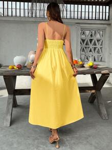 SHEIN VCAY Women's Vacation Casual Solid Color Camisole Dress,Tea Party Dress,Summer Dresses For Women